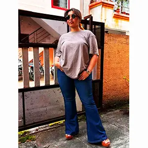 DARK BLUE RISE SLIM JEANS WOMEN'S